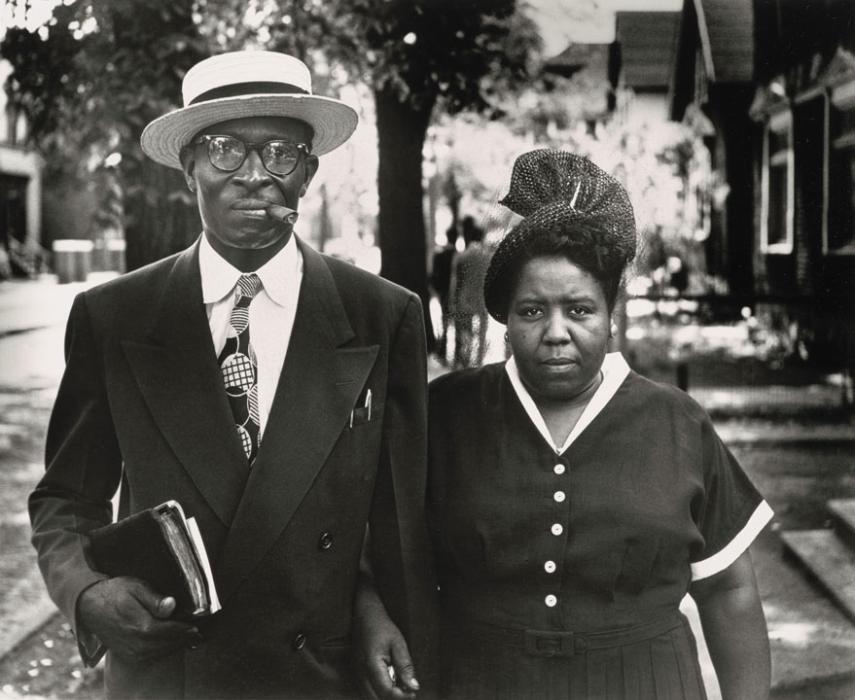 image: Gordon Parks (artist), Husband and Wife, Sunday Morning, Detroit, Michigan (Bert Collins and Pauline Terry) (title)