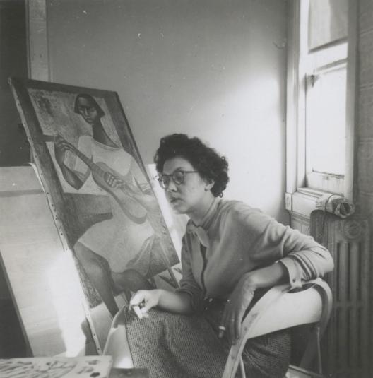 Elizabeth Catlett in her studio, 1942