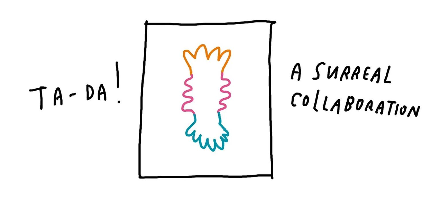 Directions to reveal the full exquisite corpse