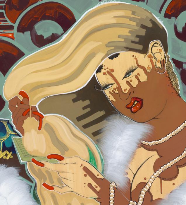 afro.died.T. lifts and looks at her hair