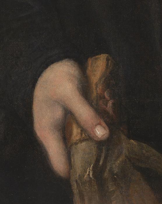 Ranuccio Farnese's right hand holding leather gloves